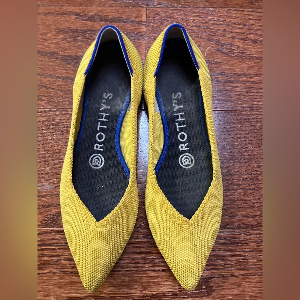 Rothy's Mustard Yellow Pointed Toe Flats Women's Shoes